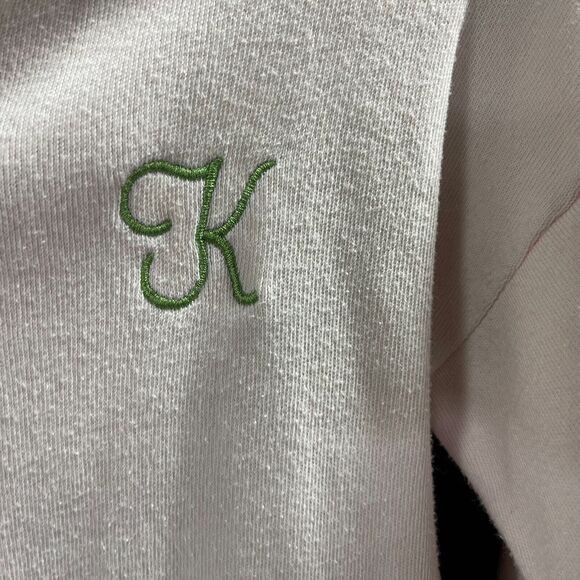 Vtg Julius Berger Girls Sweater Pale Pink Monogrammed with K Size M 10/12 - Picture 2 of 6